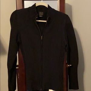 Black zip up sweater with long sleeves